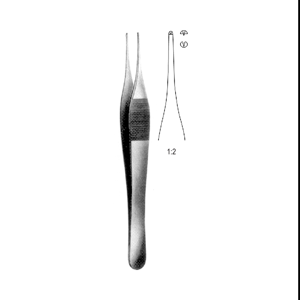 TISSUE FORCEPS  JEFFERSON   18.0cm  TEETH 1X2