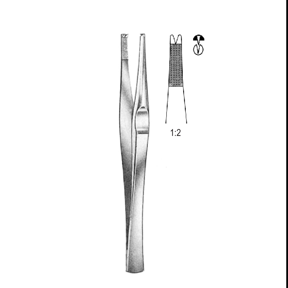 TISSUE FORCEPS  LANES   12.5cm  TEETH 1X2